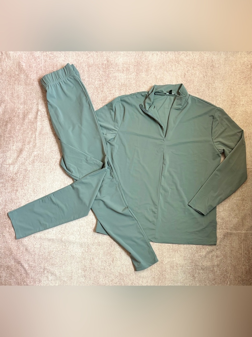 Size Large Womens Gray Quarter Zip-Front Activewear Track Set